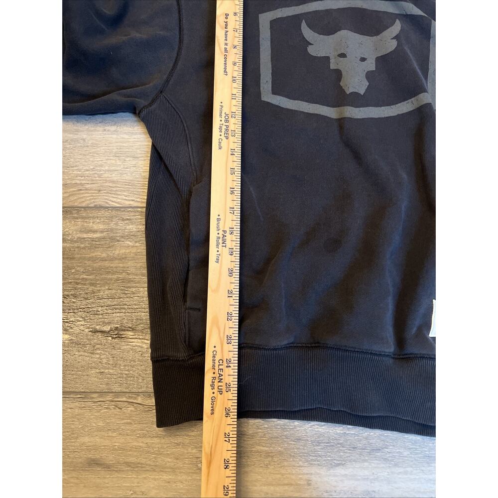 Under Armour Sweatshirt Mens M Black Project Rock Hoodie Pullover Brahma Bull - Picture 6 of 9